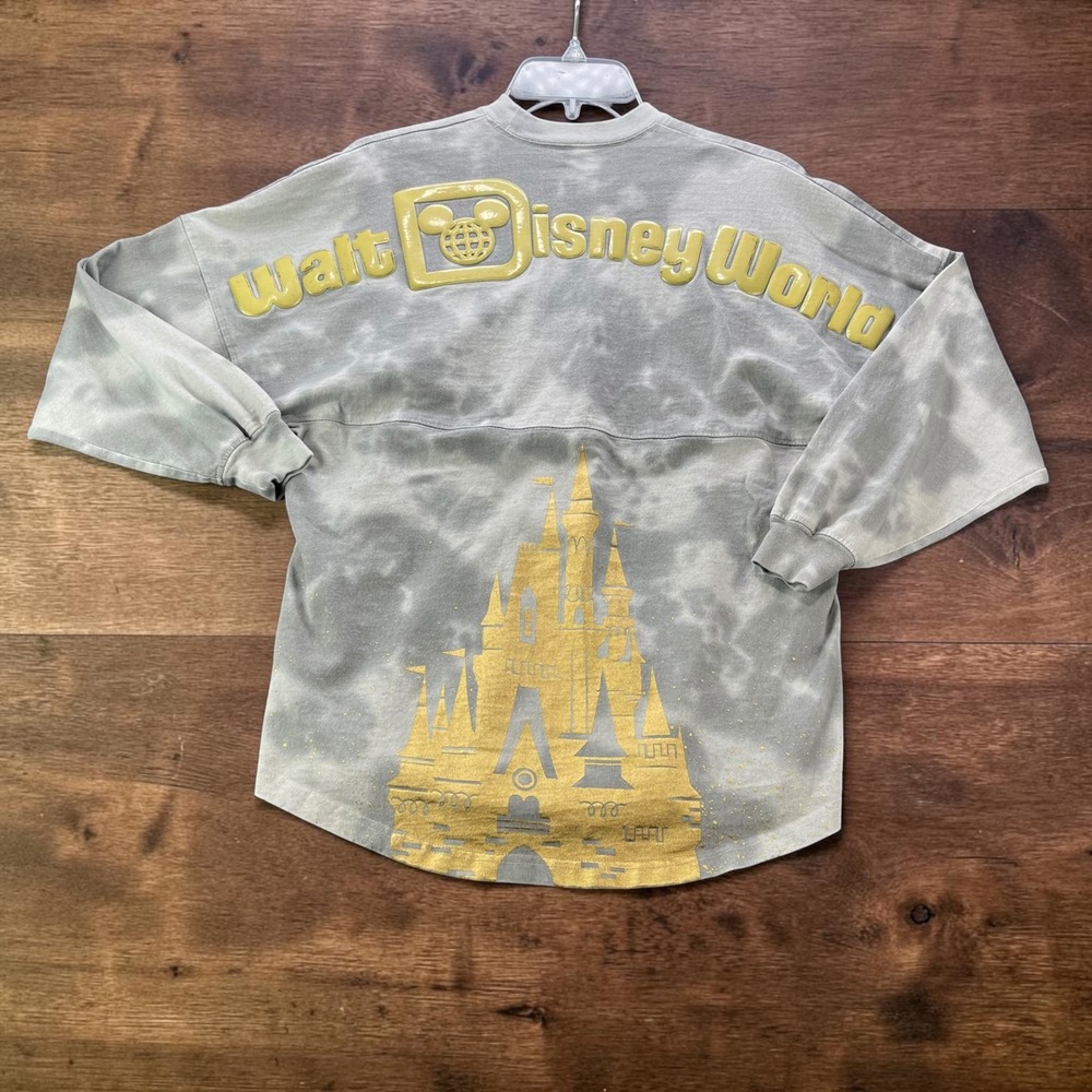 Disney Spirit Jersey Walt Disney World Grey Tie Dye Gold Castle XS Mens Womens